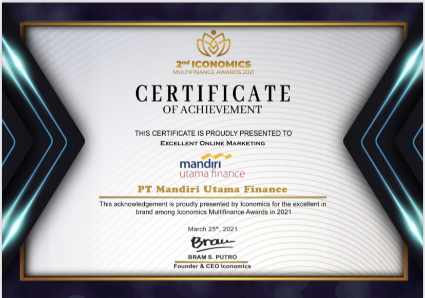 2nd Iconomics Multifinance Awards dari Iconomics 2021 – Excellent Online Marketing