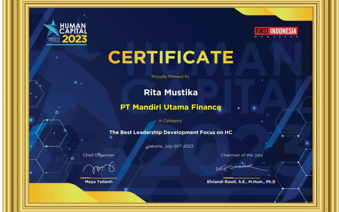 Human Capital on Resilience Excellence Award 2023 dari Majalah First Indonesia