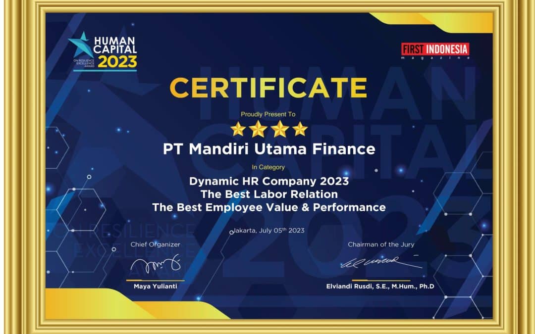 Human Capital on Resilience Excellence Award 2023 dari Majalah First Indonesia